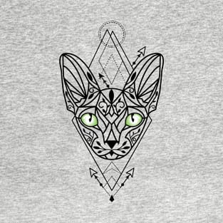 Green Eyed Sphinx cat tattoo T-Shirt